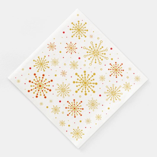 Retro Atomic Mid-Century Mod Red & Gold Starburst Servet (Hoek)