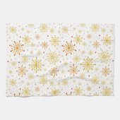 Retro Atomic Mid-Century Mod Red & Gold Starburst Theedoek (Horizontaal)