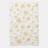 Retro Atomic Mid-Century Mod Red & Gold Starburst Theedoek (Verticaal)