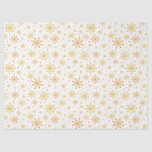 Retro Atomic Mid-Century Mod Red & Gold Starburst Tissuepapier (Voorkant)