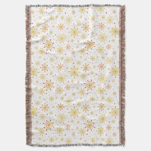 Retro Atomic Mid-Century Mod Rood & Goud Patroon Deken (Voorkant Verticaal)