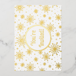 Retro Atomic Mid-Century Mod Starburst Gold Folie Uitnodiging