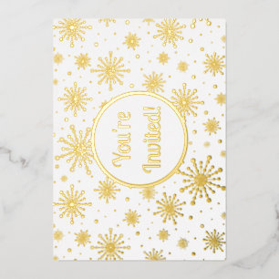 Retro Atomic Mid-Century Mod Starburst Gold Folie Uitnodiging