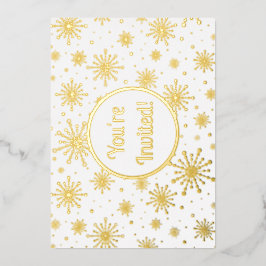 Retro Atomic Mid-Century Mod Starburst Gold Folie Uitnodiging