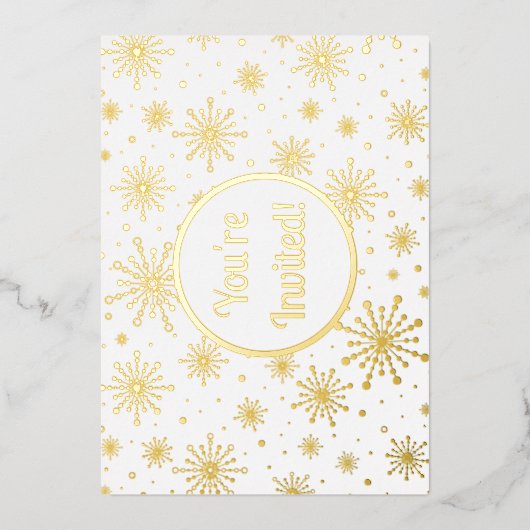 Retro Atomic Mid-Century Mod Starburst Gold Folie Uitnodiging (Voorkant)