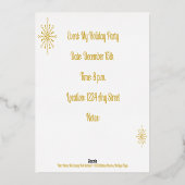 Retro Atomic Mid-Century Mod Starburst Gold Folie Uitnodiging (Achterkant)