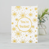 Retro Atomic Mid-Century Mod Starburst Gold Folie Uitnodiging (Staand Voorkant)