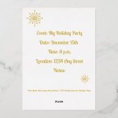 Retro Atomic Mid-Century Mod Starburst Gold Folie Uitnodiging (Achterkant)