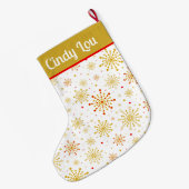 Retro Atomic Mid-Century Modern Goud Gepersonalise Grote Kerstsok (Achterkant (Hangend))