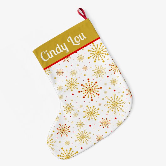 Retro Atomic Mid-Century Modern Goud Gepersonalise Grote Kerstsok (Achterkant (Hangend))