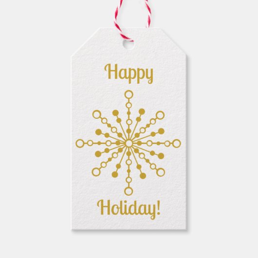 Retro Atomic Mid-Century Moderne Gouden Starburst Cadeaulabel (Voorkant)