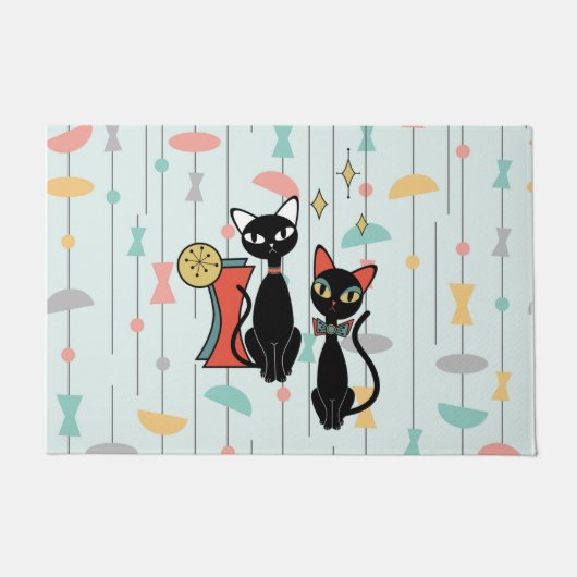 Retro Atomic Mid Century Moderne Koele Kat Deurmat (Voorkant)