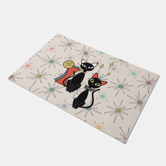 Retro Atomic Mid Century Moderne Koele Kat Deurmat (Schuin)