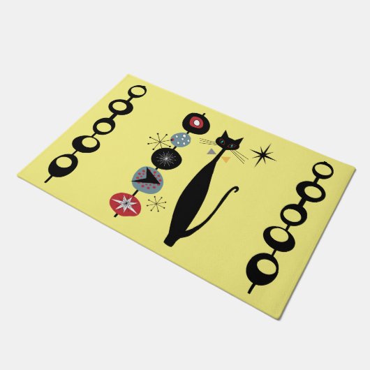 Retro Atomic Mid Century Moderne Koele Kat Deurmat (Schuin)