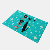 Retro Atomic Mid Century Moderne Koele Kat Deurmat (Schuin)