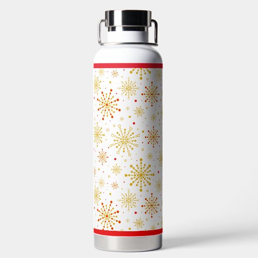 Retro Atomic Mid-Century Moderne Rood & Goud Kleur Waterfles (Achterkant)