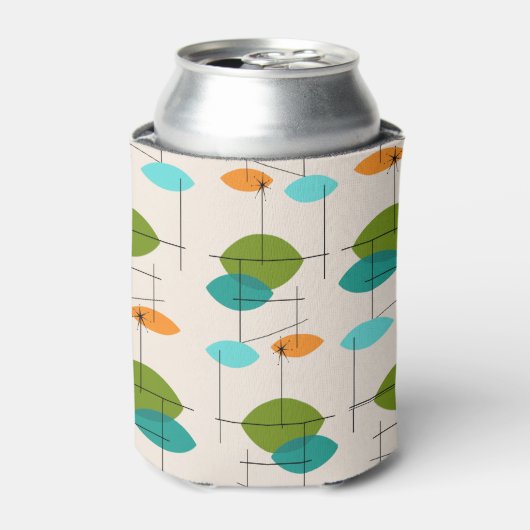 Retro Atomic Mobile Pattern Aangepaste Koelbox Blikjeskoeler (Blikje Voorkant)