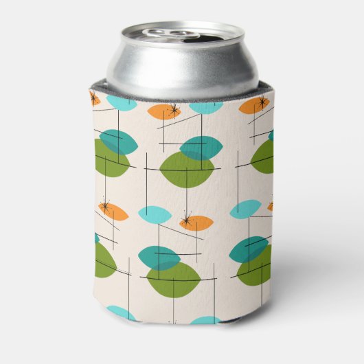 Retro Atomic Mobile Pattern Aangepaste Koelbox Blikjeskoeler (Blikje Achterkant)