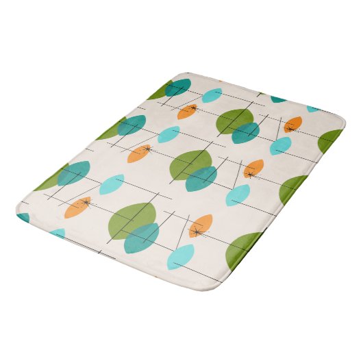 Retro Atomic Mobile Pattern Bath Mat (Gekanteld)