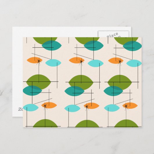 Retro Atomic Mobile Pattern Briefkaart (Voorkant / Achterkant)