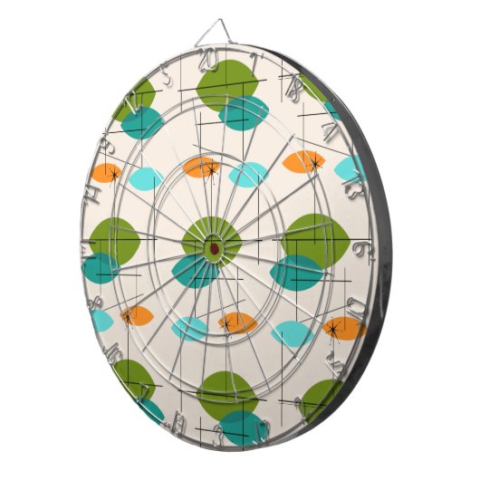 Retro Atomic Mobile Pattern Dart Board Dartbord (Voorkant Rechts)
