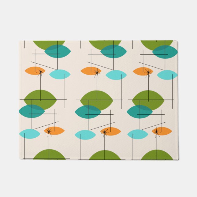 Retro Atomic Mobile Pattern Deurklep Deurmat (Voorkant)