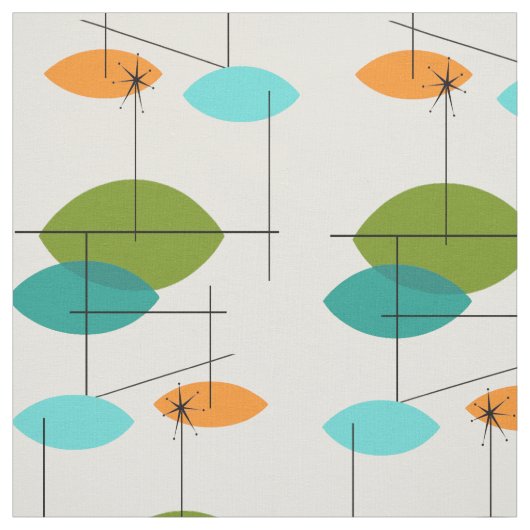 Retro Atomic Mobile Pattern Fabric Stof (Swatch)