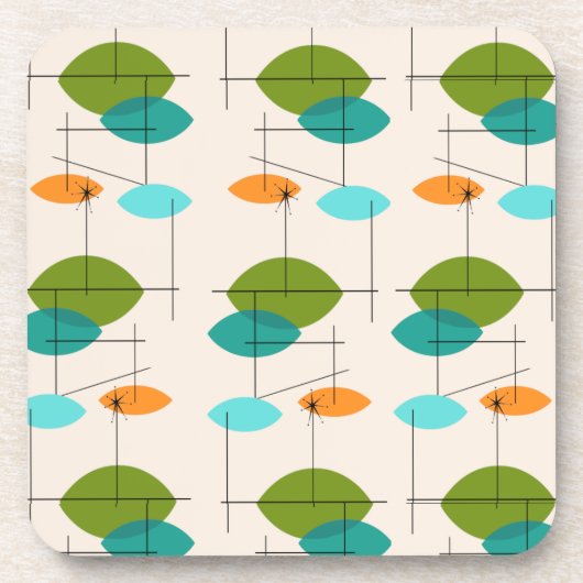 Retro Atomic Mobile Pattern Hard Plastic Onderzett Bier Onderzetter (Voorkant)