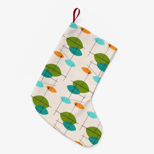 Retro Atomic Mobile Pattern kerstaking Kleine Kerstsok (Voorkant (Hangend))