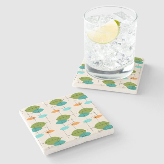 Retro Atomic Mobile Pattern Marble Stone Onderzett Stenen Onderzetter (Zijkant)