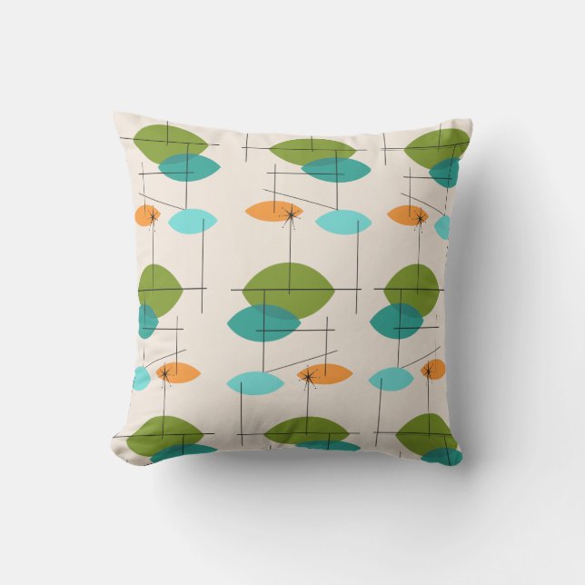 Retro Atomic Mobile Pattern OutdoorPillow Buitenkussen (Voorkant)