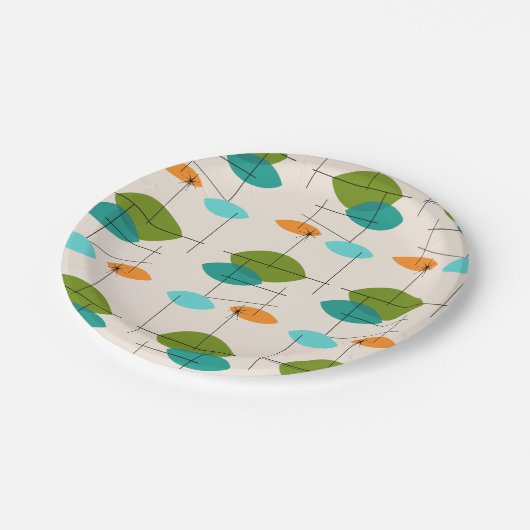 Retro Atomic Mobile Pattern Paper Borden Papieren Bordje (Gekanteld)