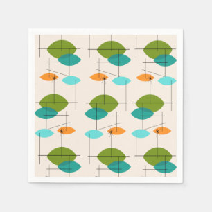 Retro Atomic Mobile Pattern Paper Napkins Servetten