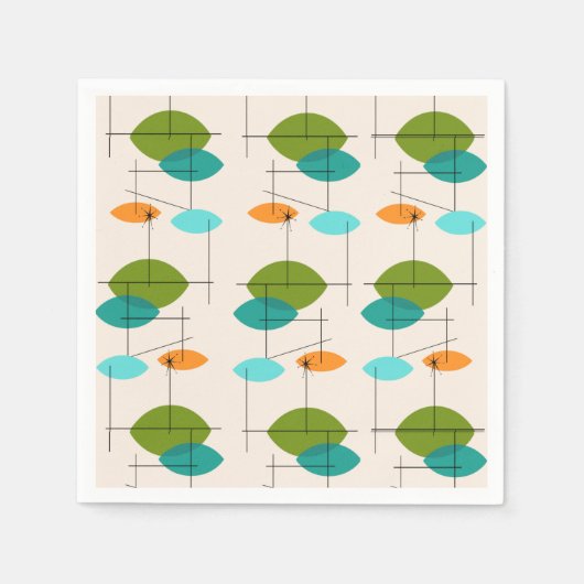 Retro Atomic Mobile Pattern Paper Napkins Servetten (Voorkant)