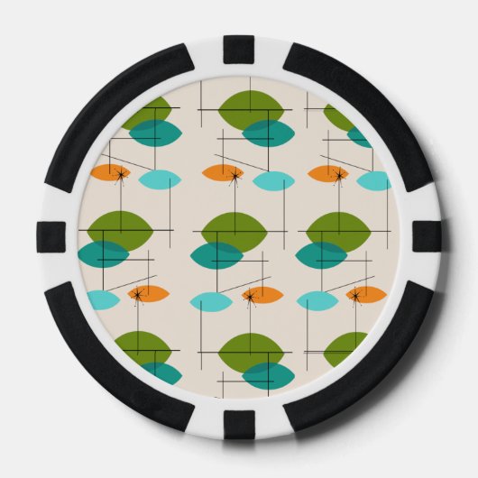 Retro Atomic Mobile Pattern Poker Chips (Voorkant)