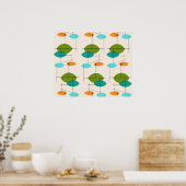 Retro Atomic Mobile Pattern Poster (Keuken)