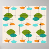 Retro Atomic Mobile Pattern Poster (Voorkant)