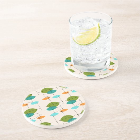 Retro Atomic Mobile Pattern Sandstone Onderzetter (Zijkant)