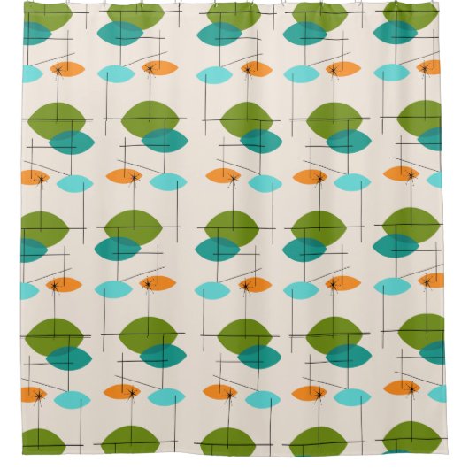 Retro Atomic Mobile Pattern Shower Curtain Douchegordijn (Voorkant)