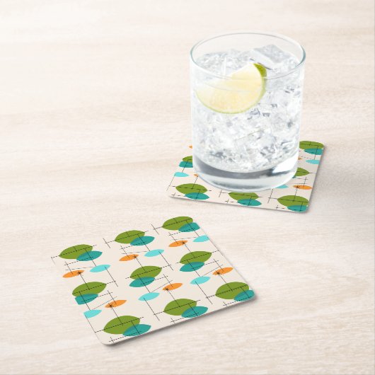 Retro Atomic Mobile Pattern Square Onderzetters (Insitu)