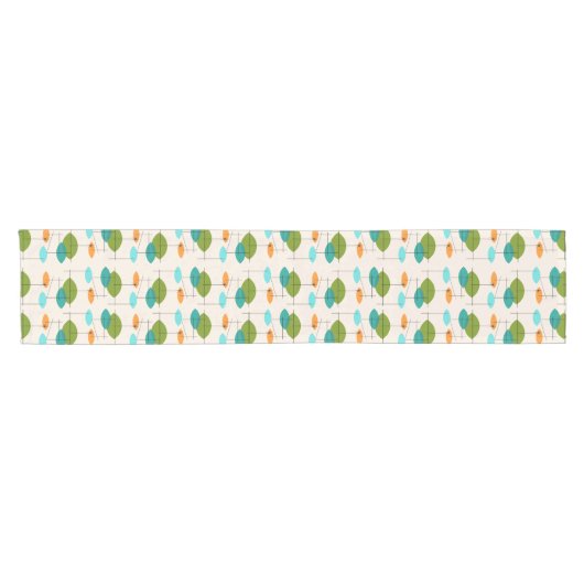 Retro Atomic Mobile Pattern Table Runner Korte Tafelloper (Horizontaal)