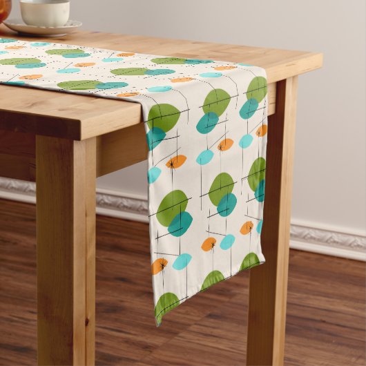 Retro Atomic Mobile Pattern Table Runner Korte Tafelloper (Voorbeeld)