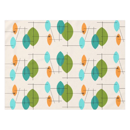 Retro Atomic Mobile Pattern Tablecloth Tafelkleed (Voorkant (Horizontaal))