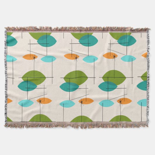 Retro Atomic Mobile Pattern Throw Blanket Deken (Voorkant)