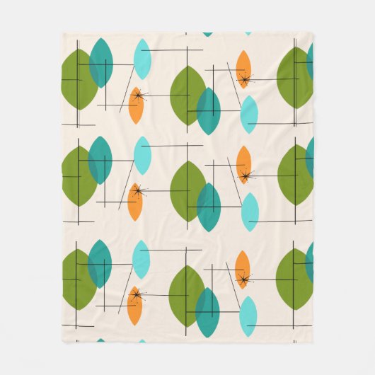 Retro Atomic Mobile Pattern Vleece Blanket Fleece Deken (Voorkant)