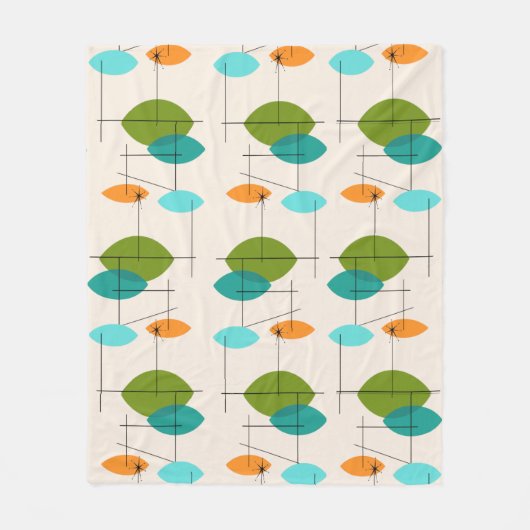 Retro Atomic Mobile Pattern Vleece Blanket Fleece Deken (Voorkant)