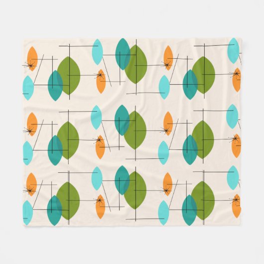 Retro Atomic Mobile Pattern Vleece Blanket Fleece Deken (Voorkant (Horizontaal))