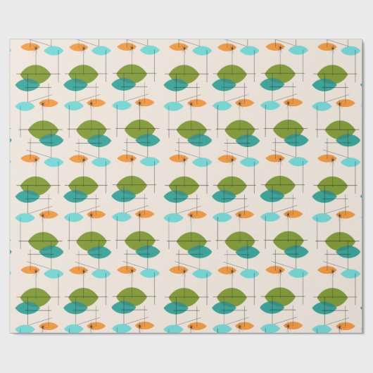 Retro Atomic Mobile Pattern Wrapping Paper Cadeaupapier (Vlak)