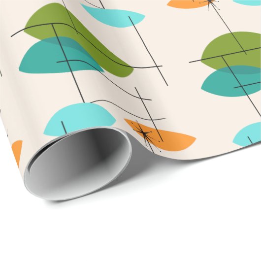 Retro Atomic Mobile Pattern Wrapping Paper Cadeaupapier (Rol Hoek)