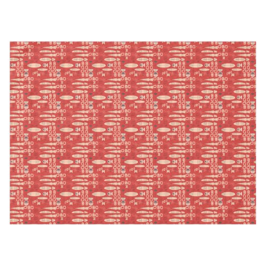 Retro Atomic Modern Red Black Pattern Tafelkleed (Voorkant (Horizontaal))